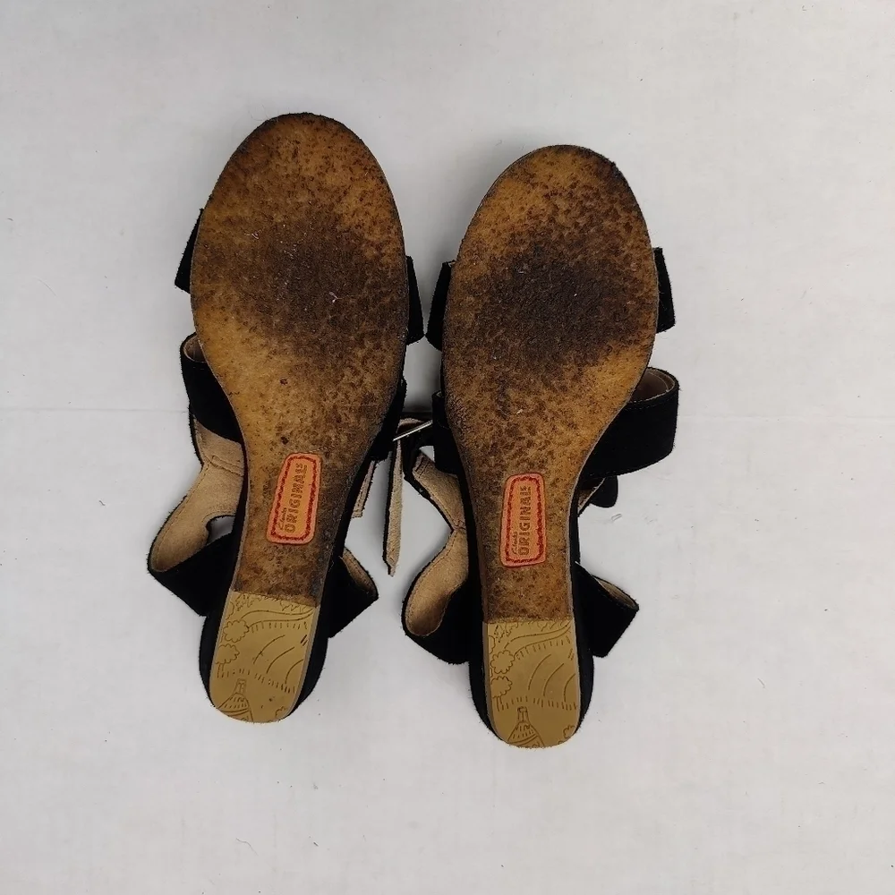 CLARK'S ORGINALS  Ankle Strap Natural Crepe Heels Women's Leather Wedges Size 9M